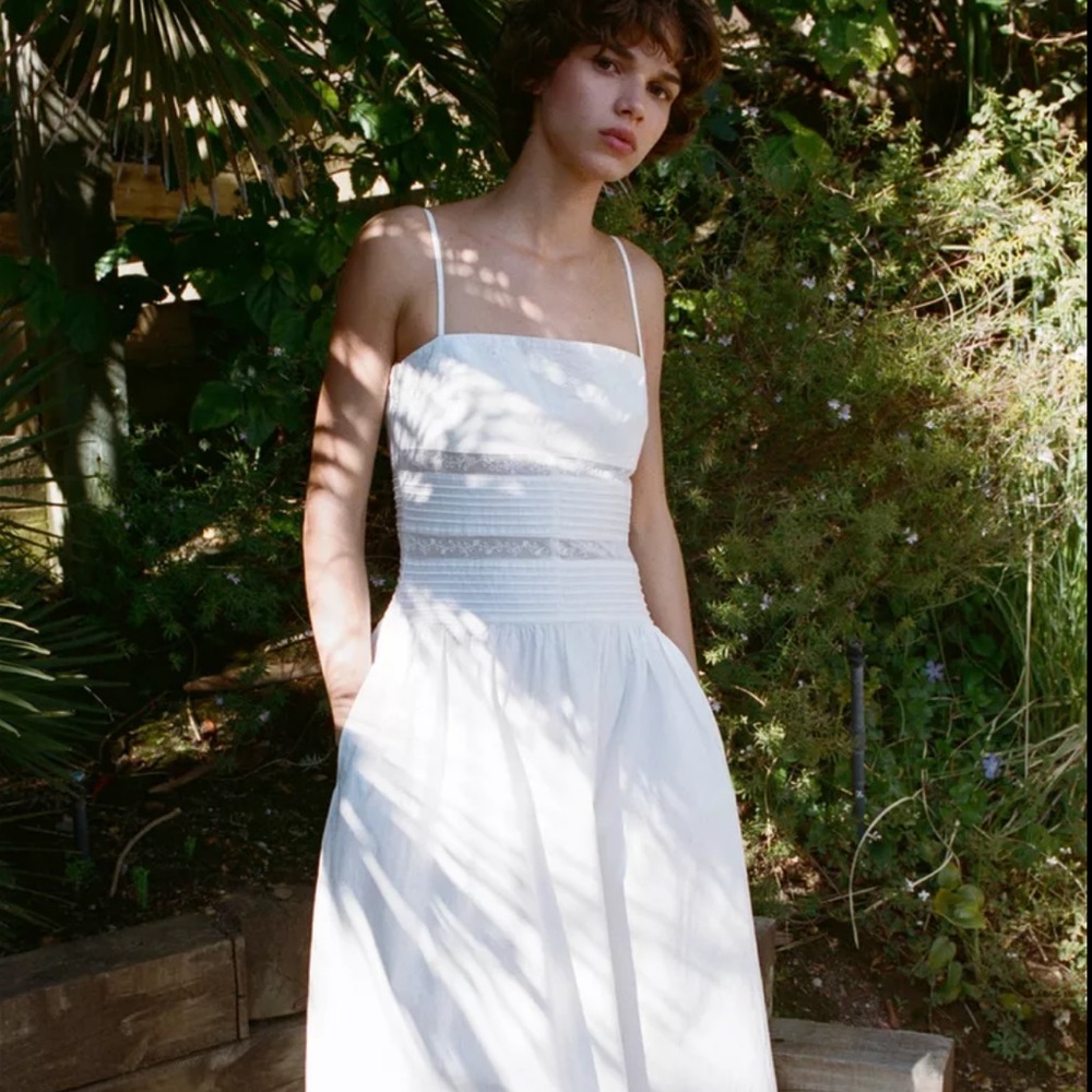 Elegant White Lace Trimmed Dress